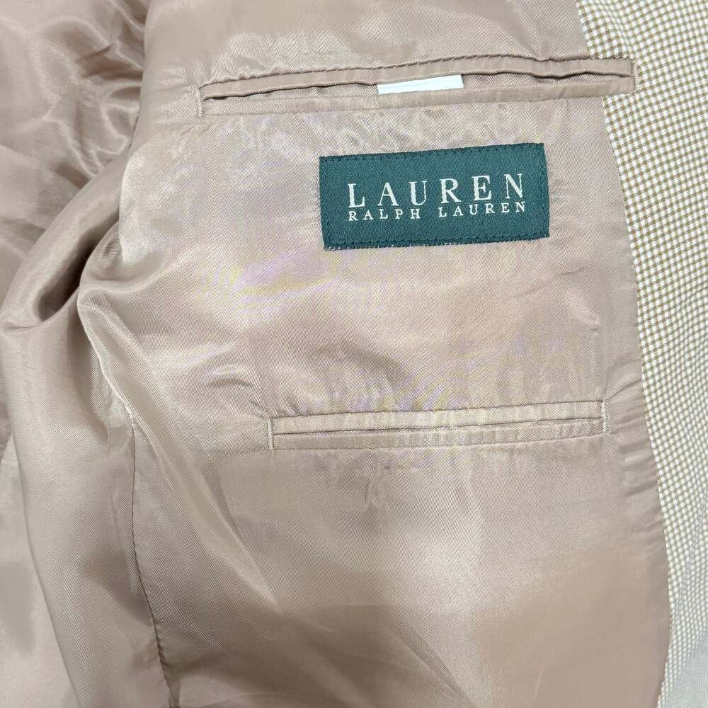 Lauren Ralph Lauren Men's 44R Tan Houndstooth Two-Button Blazer Sport Coat - Picture 3 of 9